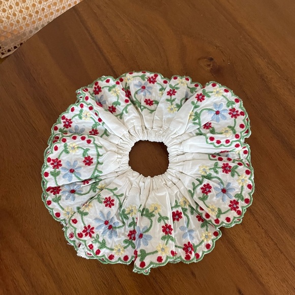 Damson Madder Floral Embroidered Hair Scrunchie - Picture 3 of 3